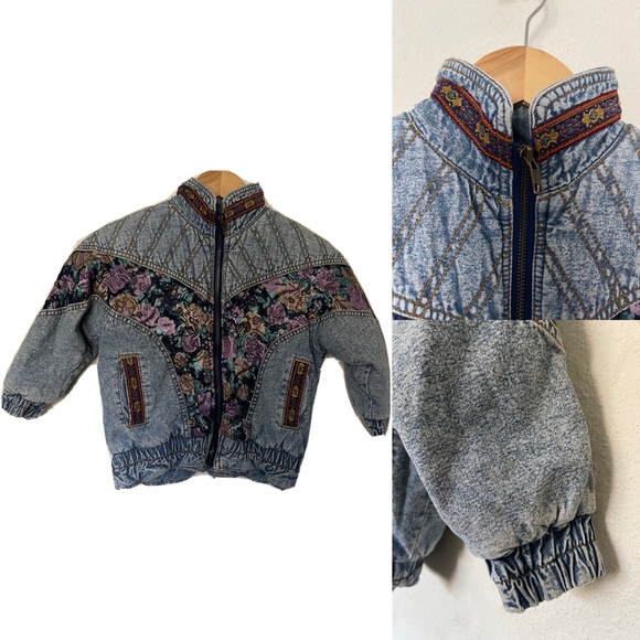 VTG Street Worn Kid Denim Bummer Jacket Size 5 Full Zipper Smocked Cuff D9 - Picture 5 of 11